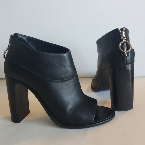 Rag & Bone Liam Booties sz 39.5 (9) Leather block heels peep toe zipper - Picture 8 of 9